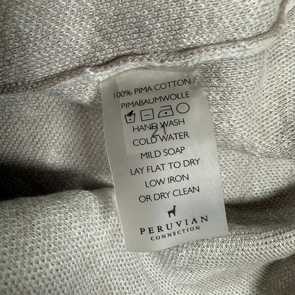 Peruvian Connection Floral Pima Cotton Mock Neck Sweater Women’s Size XL Beige - Picture 7 of 7